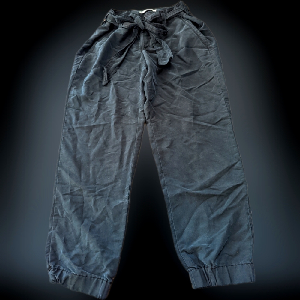 Black Airy Pants with Tieable Belt